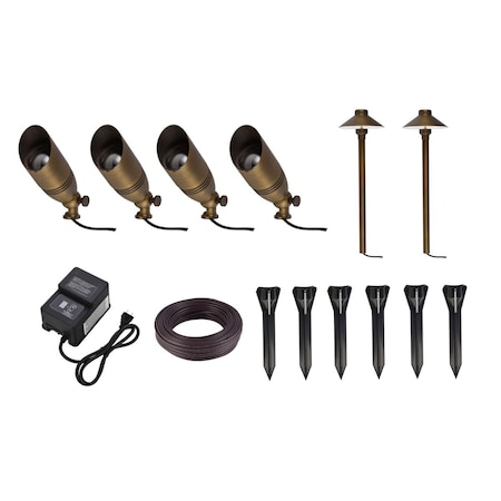 Brightlight Aera Cast Brass Landscape Lighting Full Starter 1 Kit, 6PK BR3478342